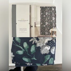 Threshold Dark Floral Shower Curtain - Green, Gray & Navy